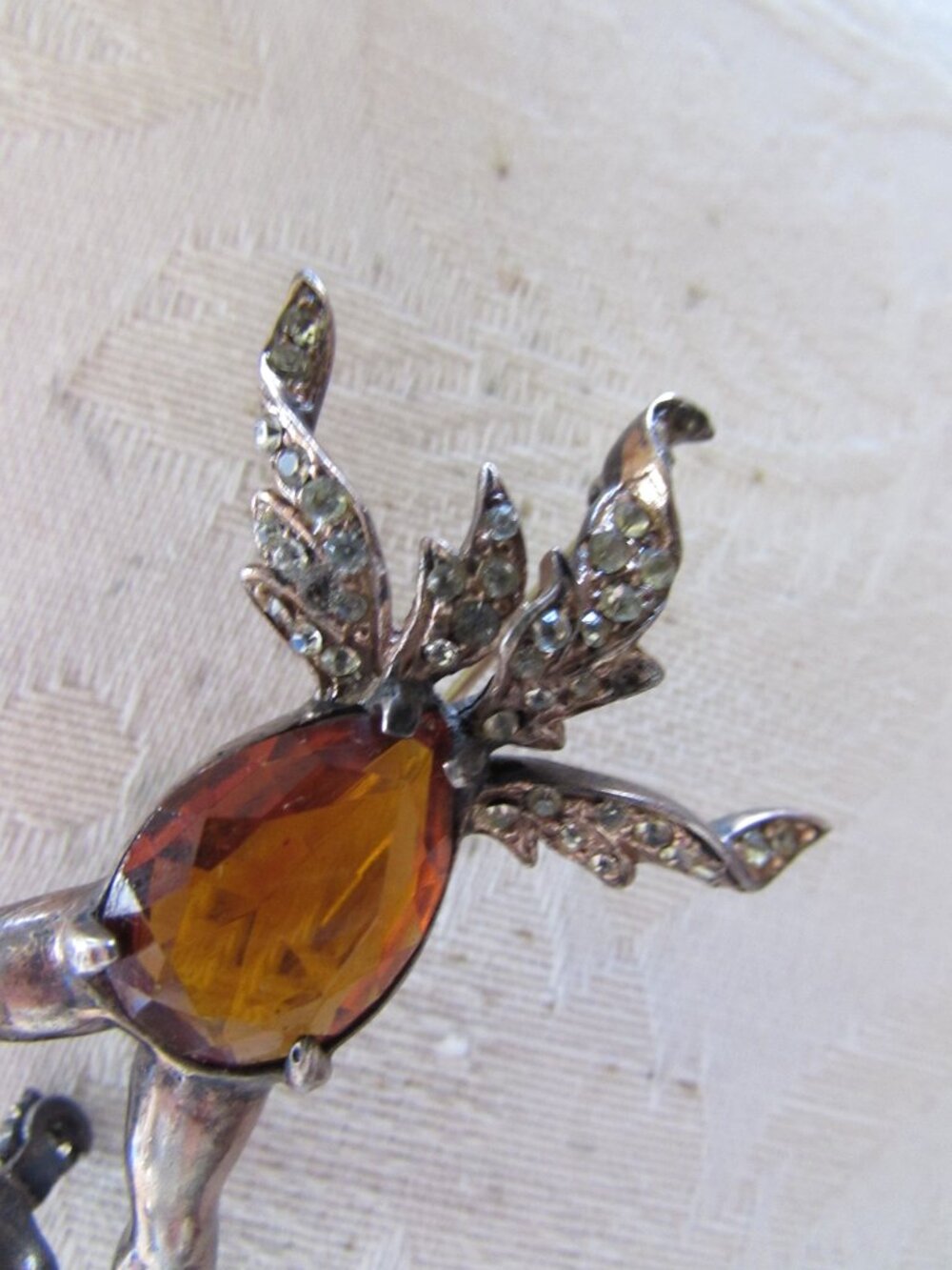 Surprising Brooch Sterling Silver Jelly Belly Rhinestone Flames - Picture 5 of 11